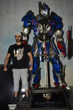 Ashmit Patel pose with Optimus Prime to promote Transformers in Mehboob on 11th June 2014